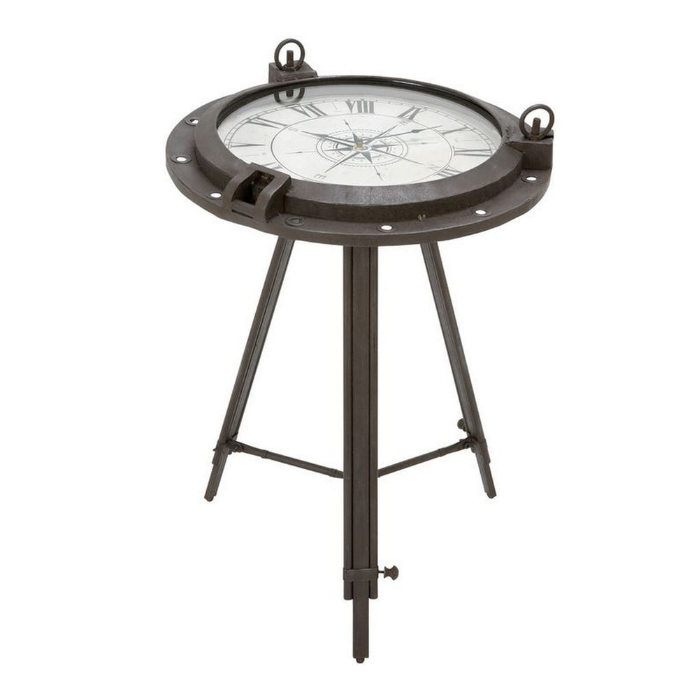 Urban Designs Industrial Metal Round Clock Coffee Table