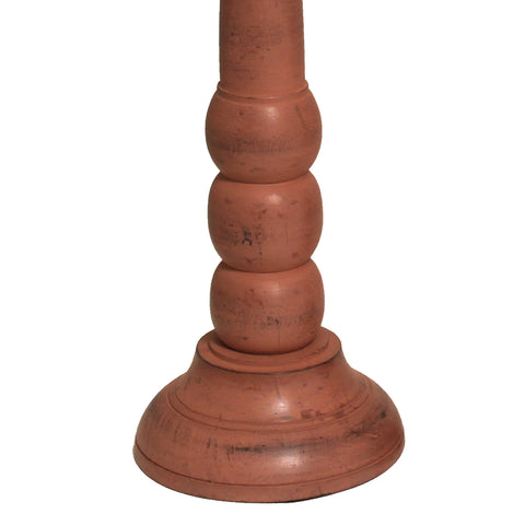French Factory Natural Wood Pillar Candle Holders - Set of 3 - Clay Finish