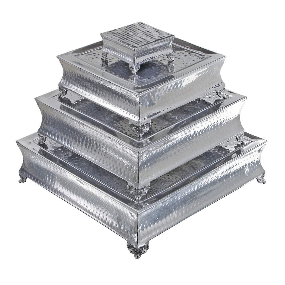 Urban Designs Event Essentials Square Dimpled Wedding Cake Stands - 4-Piece Set