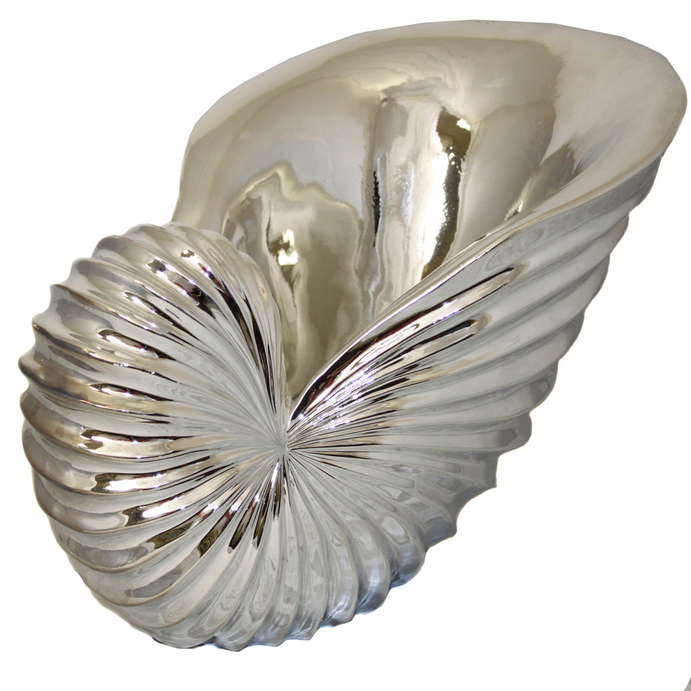 Urban Designs 22" Sea Shell Sculpture Bowl Table Accent Decor - Silver