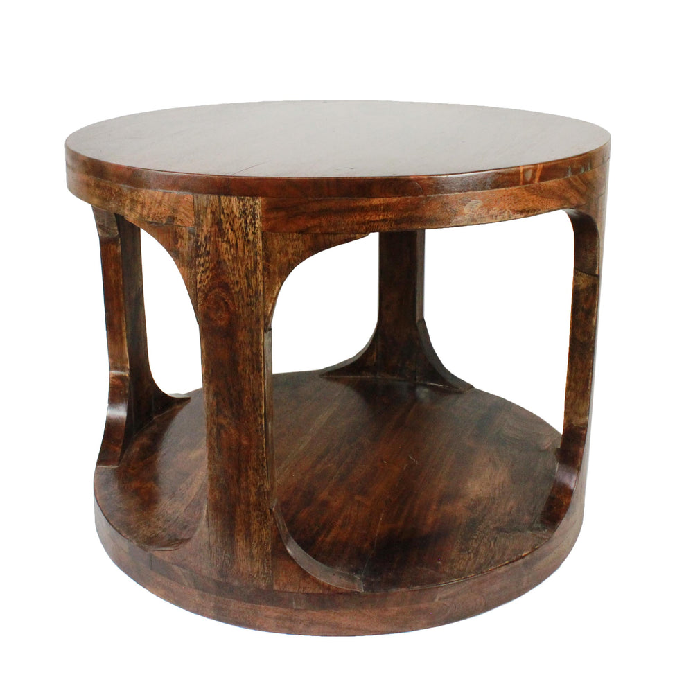 Urban Deisngs Aris Round Wooden Side Table with Shelf