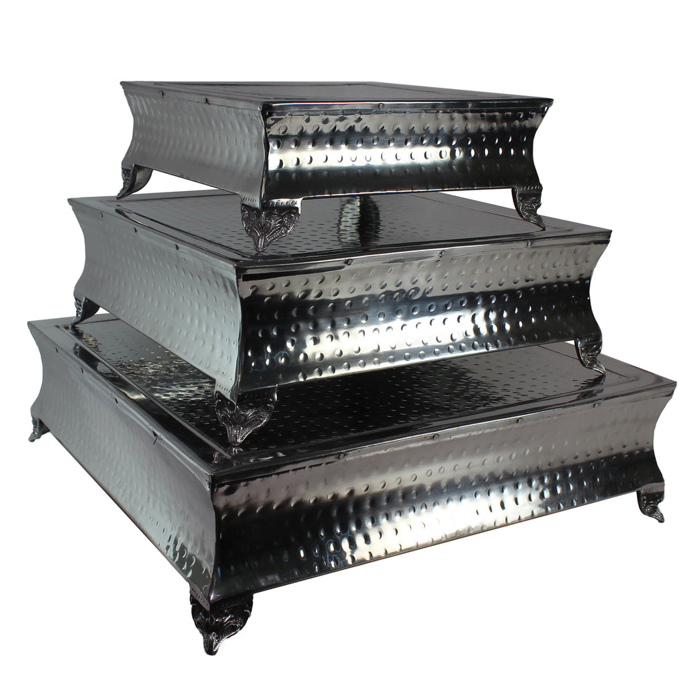 Urban Designs Hand Hammered 3-Tier Square Wedding Cake Stand