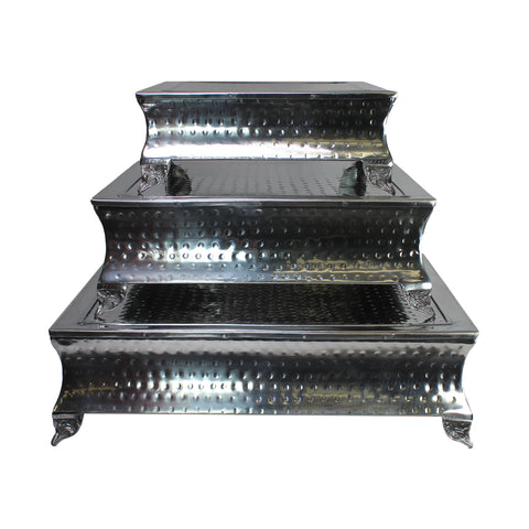 Urban Designs Hand Hammered 3-Tier Square Wedding Cake Stand