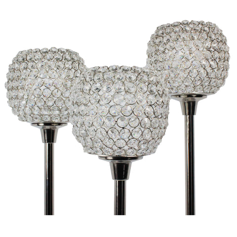 Urban Designs Lydia Handcrafted 3-Piece Aluminum Crystal Candle Holder Set - Silver