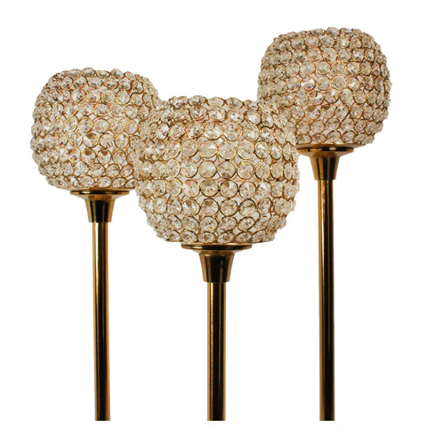 Urban Designs Lydia Handcrafted 3-Piece Aluminum Crystal Candle Holder Set - Gold