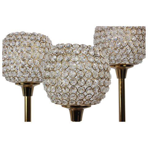 Urban Designs Lydia Handcrafted 3-Piece Aluminum Crystal Candle Holder Set - Gold