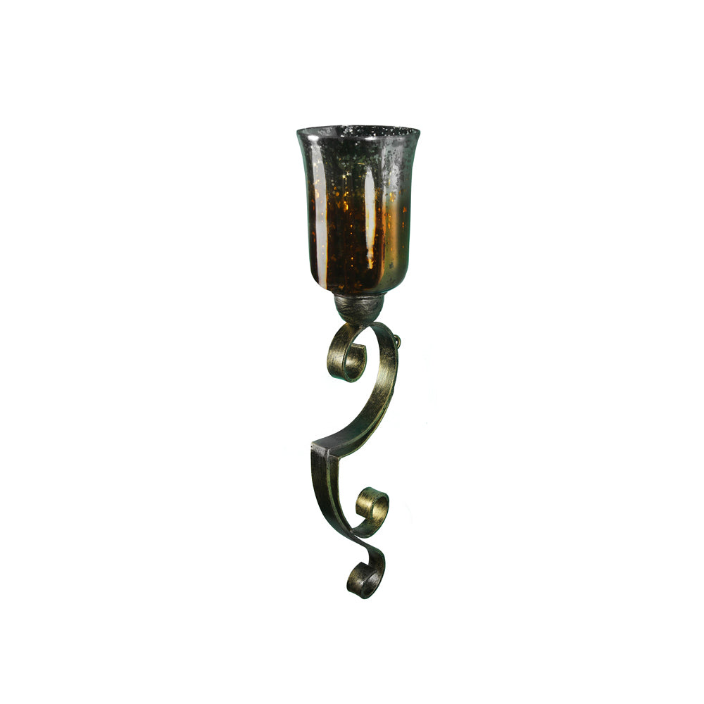 Urban Designs Meera Metal Wall Sconce Candle Holder with Glass Shade