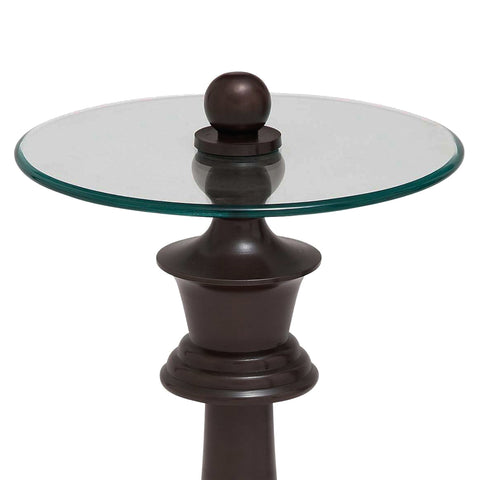 Urban Designs Queen Chess Piece Glass Top Accent End Table - Brown