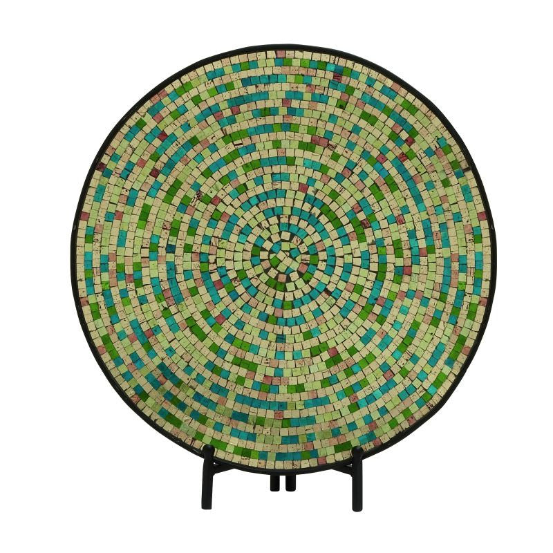 Urban Designs Decorative Handcrafted Mosaic Plate with Stand - Green