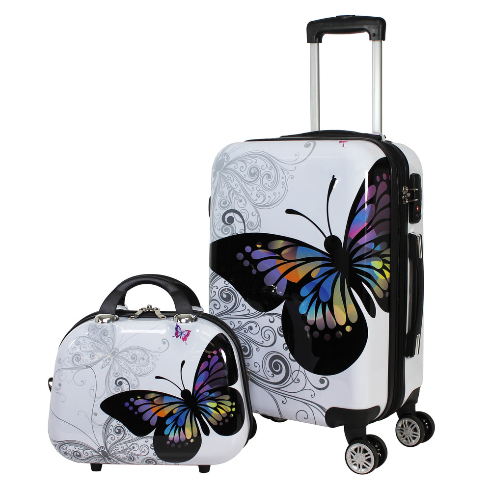 World Traveler Butterfly 2-piece Hardside Carry-on Spinner Luggage Set