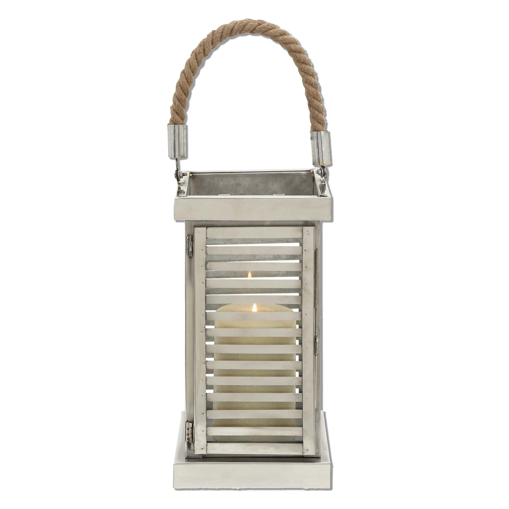 Urban Designs Stripe Stainless Steel Candle Holder Lantern
