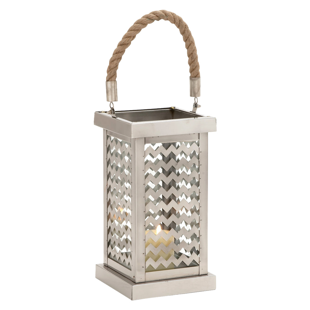 Urban Designs Stainless Steel Chevron Lantern Candle Holder - Silver