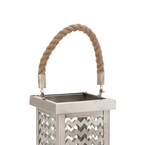 Urban Designs Stainless Steel Chevron Lantern Candle Holder - Silver