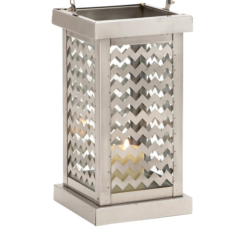 Urban Designs Stainless Steel Chevron Lantern Candle Holder - Silver