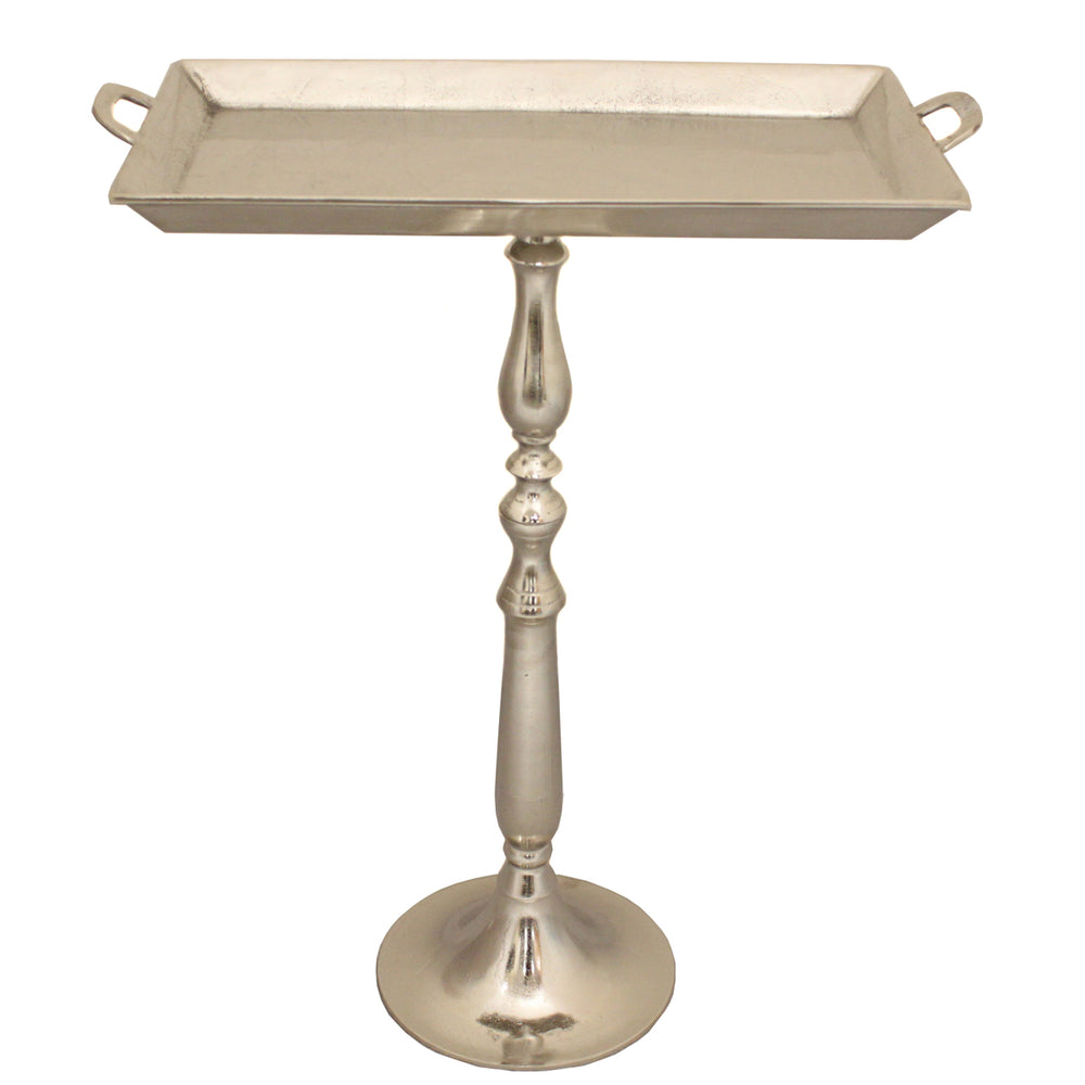 Urban Designs Acid Etched Aluminum Rectangular Pedestal Tray Table