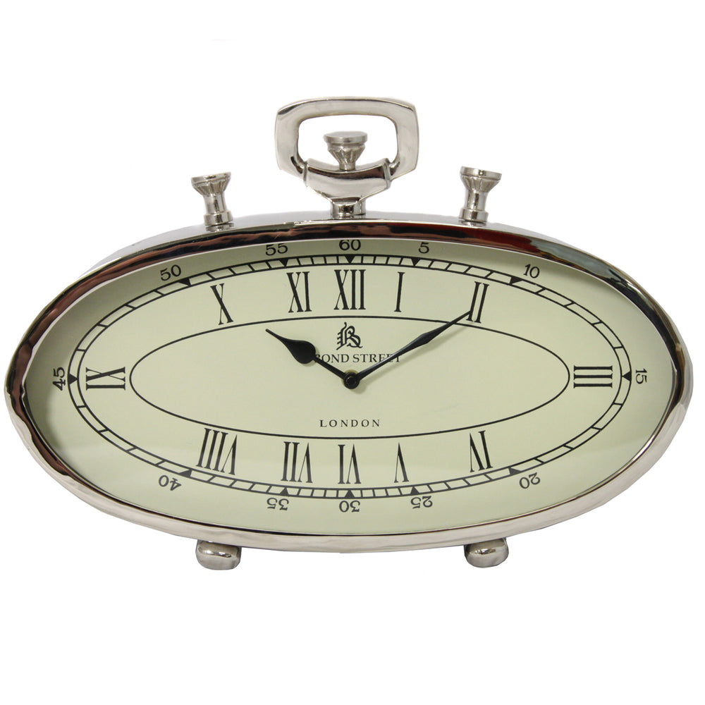 Urban Designs 49 Bond Street Classic 16" Polished Nickel Metal Table Clock