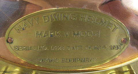 Urban Designs Full-Size Replica US Navy Mark V Brass Diving Helmet Copper Hat Wood Base