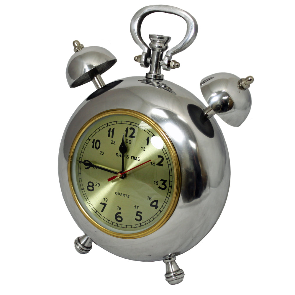 Urban Designs Captain Ship's Time 12.5" Polished Nickel Metal Table Clock