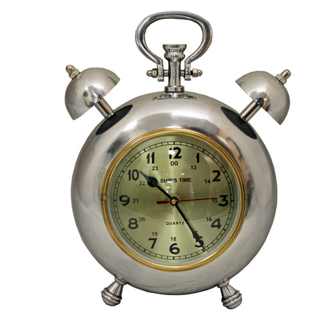 Urban Designs Captain Ship's Time 12.5" Polished Nickel Metal Table Clock