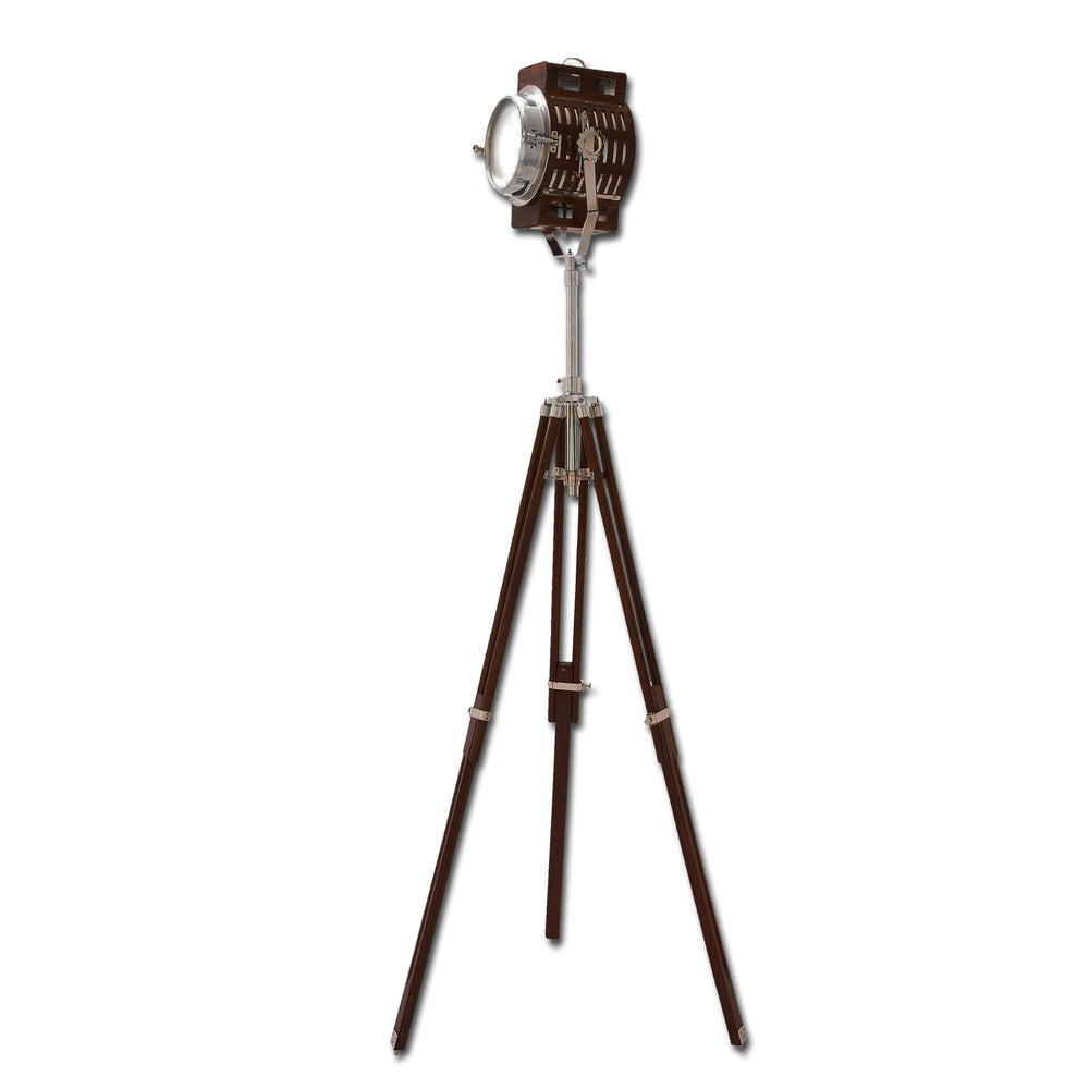 Urban Designs Wood Metal Spot Light Tripod Floor Lamp