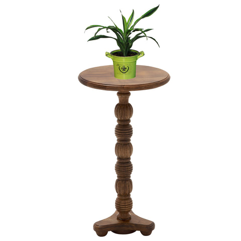 Urban Design 24" Rustic Wooden Pedestal Accent Table