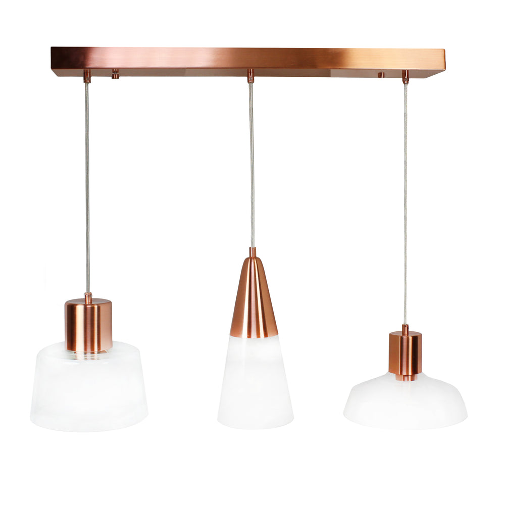 LightMakers Trinity Hanging Lamp with Glass and Rose Gold