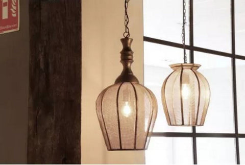 LightMakers 3050318 SIGRID Hanging Lamp Open, Goldbronze Antique