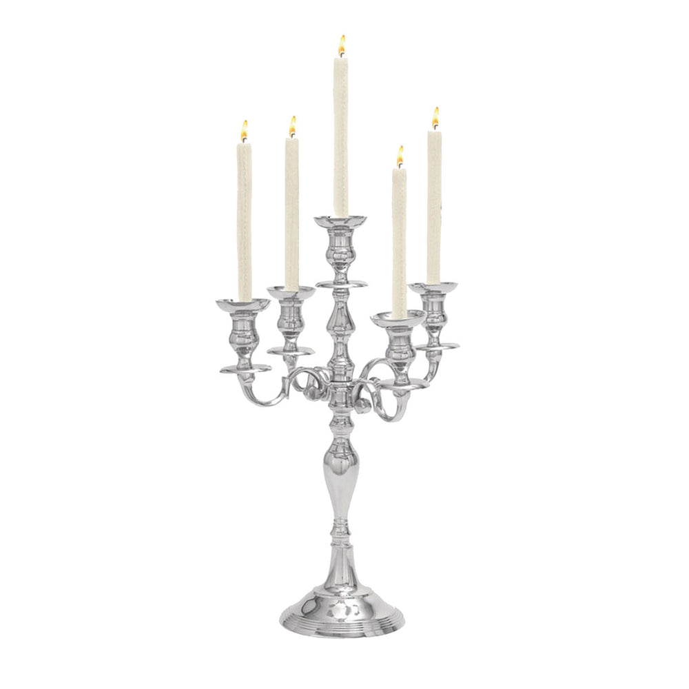 Urban Designs Excelsior Banquet 5-Arm Aluminum Candelabra Candle Holder - Silver