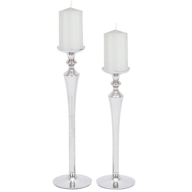 Lighting Designs Large Aluminum Candlestick and Pillar Candle Holders - Set of 2