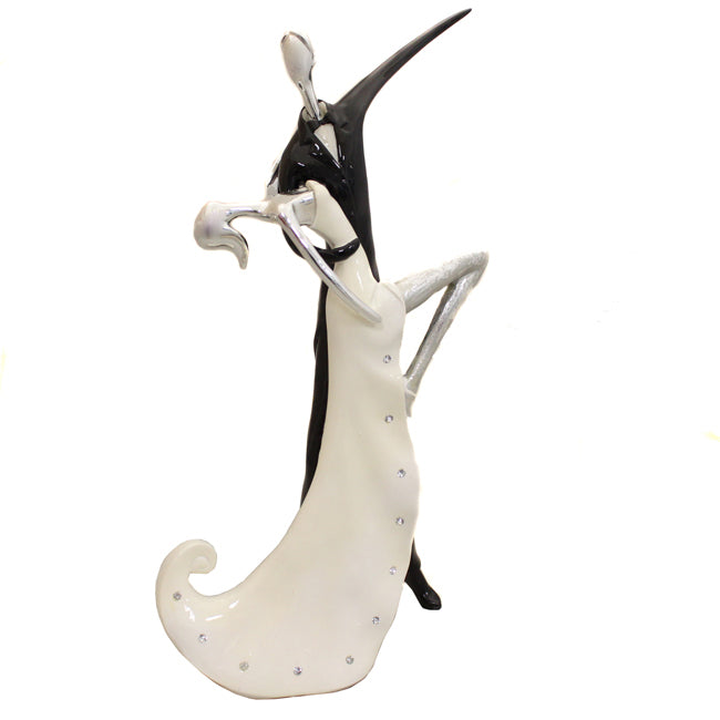 Wedding Dancing Couple 16" Tall Hand-Painted Statue Figurine - Black & White