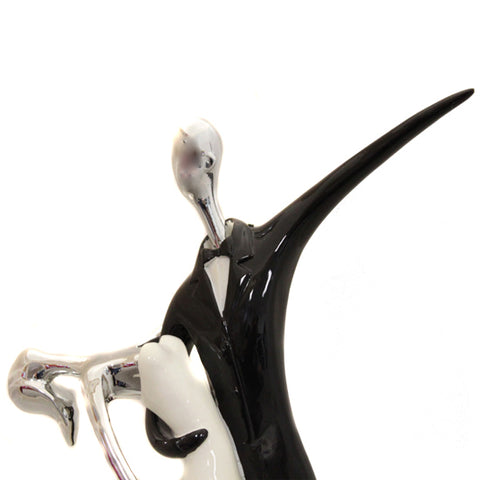Wedding Dancing Couple 16" Tall Hand-Painted Statue Figurine - Black & White