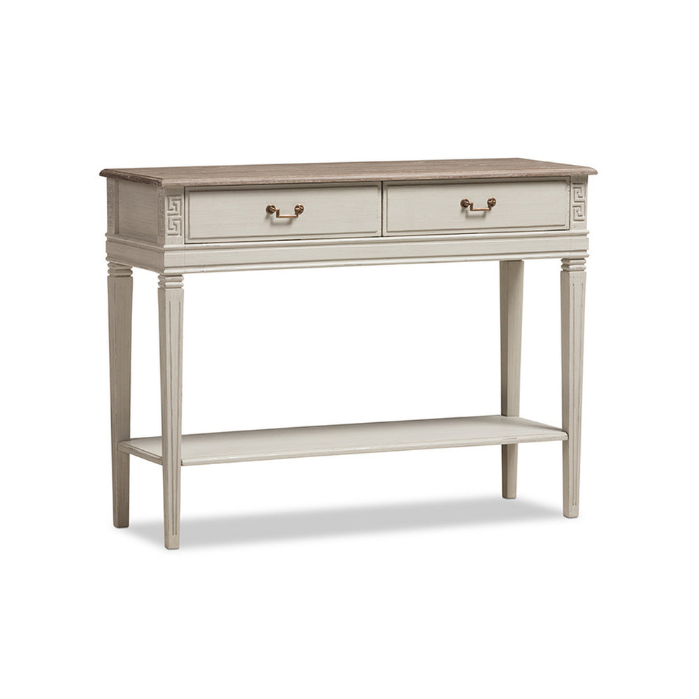 Urban Designs Weathered Oak White Wash Distressed Finish Wood Two-Tone Table