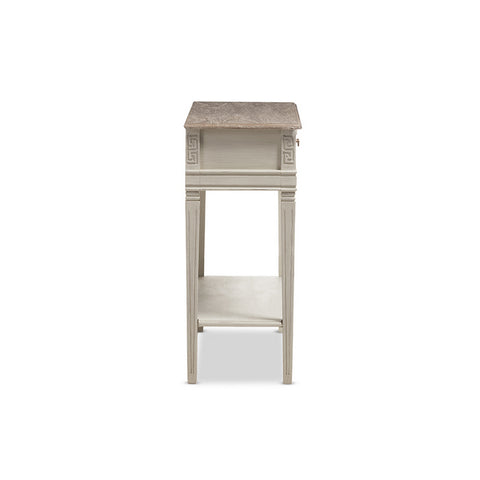 Urban Designs Weathered Oak White Wash Distressed Finish Wood Two-Tone Table