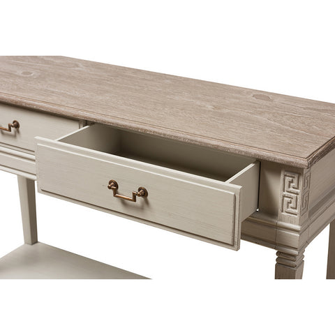 Urban Designs Weathered Oak White Wash Distressed Finish Wood Two-Tone Table