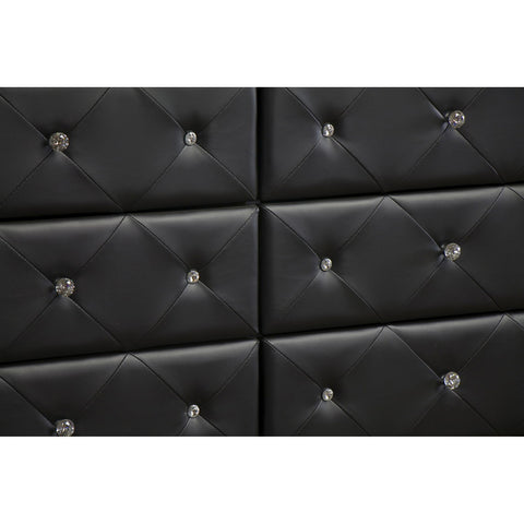 Urban Designs Luminescence Black Faux Leather Upholstered Dresser