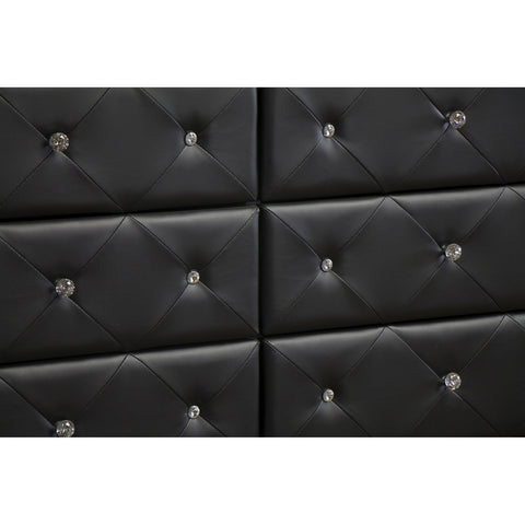 Urban Designs Luminescence Black Faux Leather Upholstered Dresser
