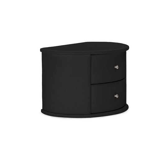 Urban Designs Ritchie Black Faux Leather Oval Upholstered Modern Nightstand