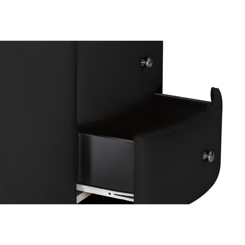 Urban Designs Ritchie Black Faux Leather Oval Upholstered Modern Nightstand
