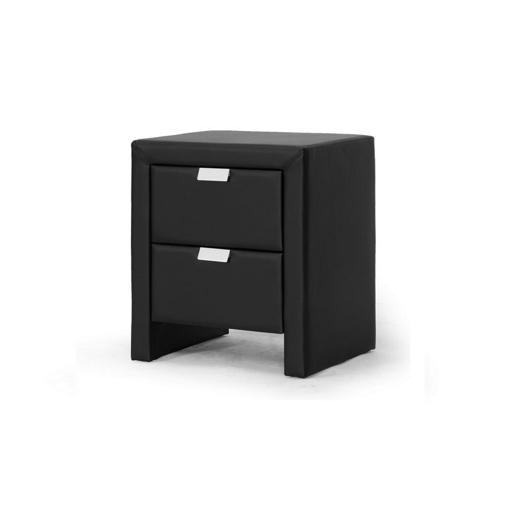 Urban Designs 22-Inch Frey Black Upholstered Modern Nightstand