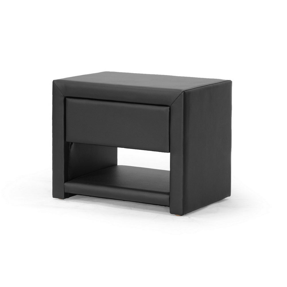 Urban Designs 16-Inch Massey Black Upholstered Modern Nightstand