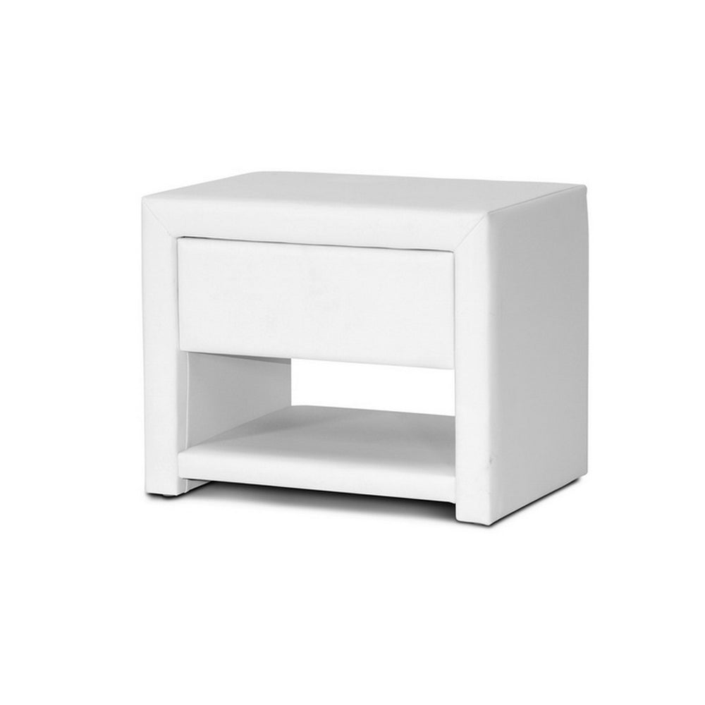 Urban Designs 16-Inch Massey White Upholstered Modern Nightstand