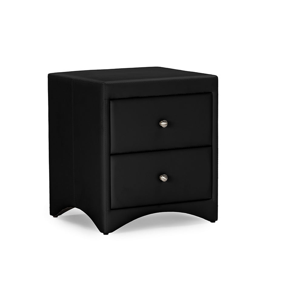 Urban Designs Dorian Black Faux Leather Upholstered Modern Nightstand