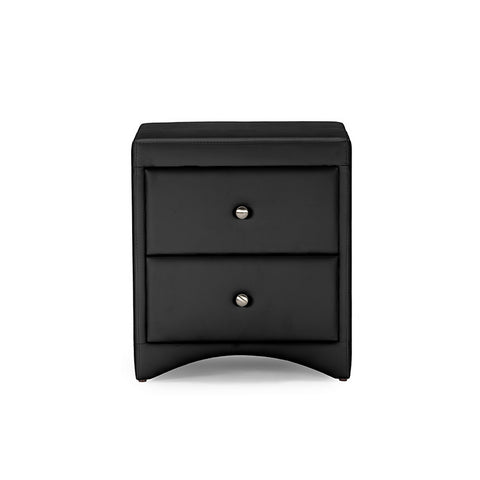 Urban Designs Dorian Black Faux Leather Upholstered Modern Nightstand