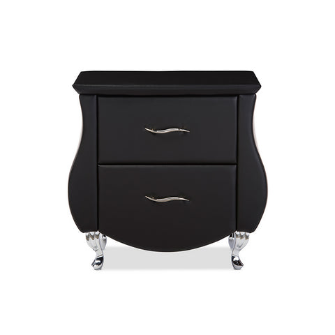 Urban Designs Erin Modern Black Faux Leather Upholstered Nightstand