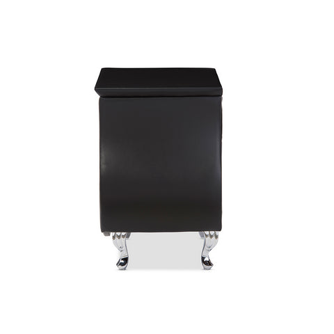 Urban Designs Erin Modern Black Faux Leather Upholstered Nightstand