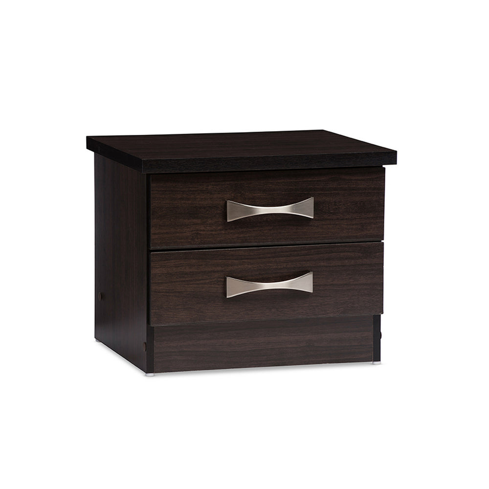 Urban Designs Colburn 2-Drawer Dark Brown Finish Wood Storage Bedside Table