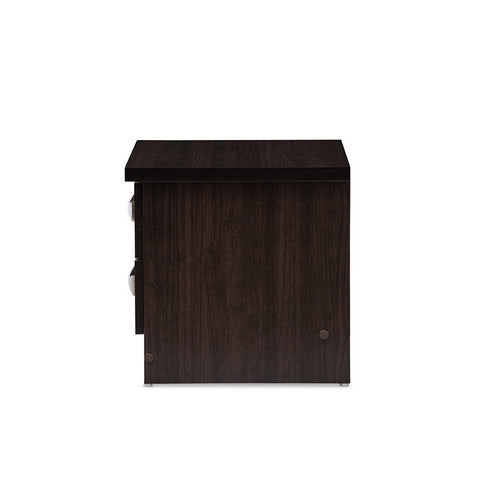 Urban Designs Colburn 2-Drawer Dark Brown Finish Wood Storage Bedside Table