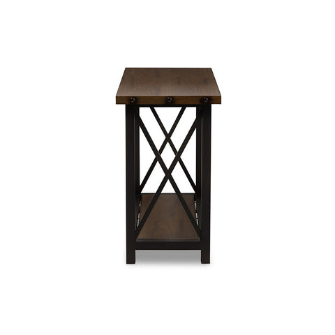 Urban Designs Herzen Black Textured Finished Metal Distressed Wood Console Table