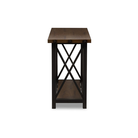 Urban Designs Herzen Black Textured Finished Metal Distressed Wood Console Table