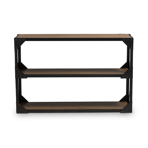 Urban Designs Hudson Black Textured Finished Metal Distressed Wood Console Table